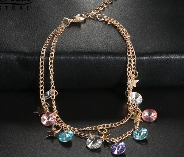 Two Layer Anklet Charming Stars and stones